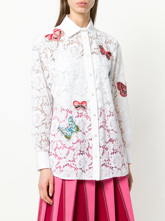 Valentino - White Heavy Lace Embroidered Blouse 