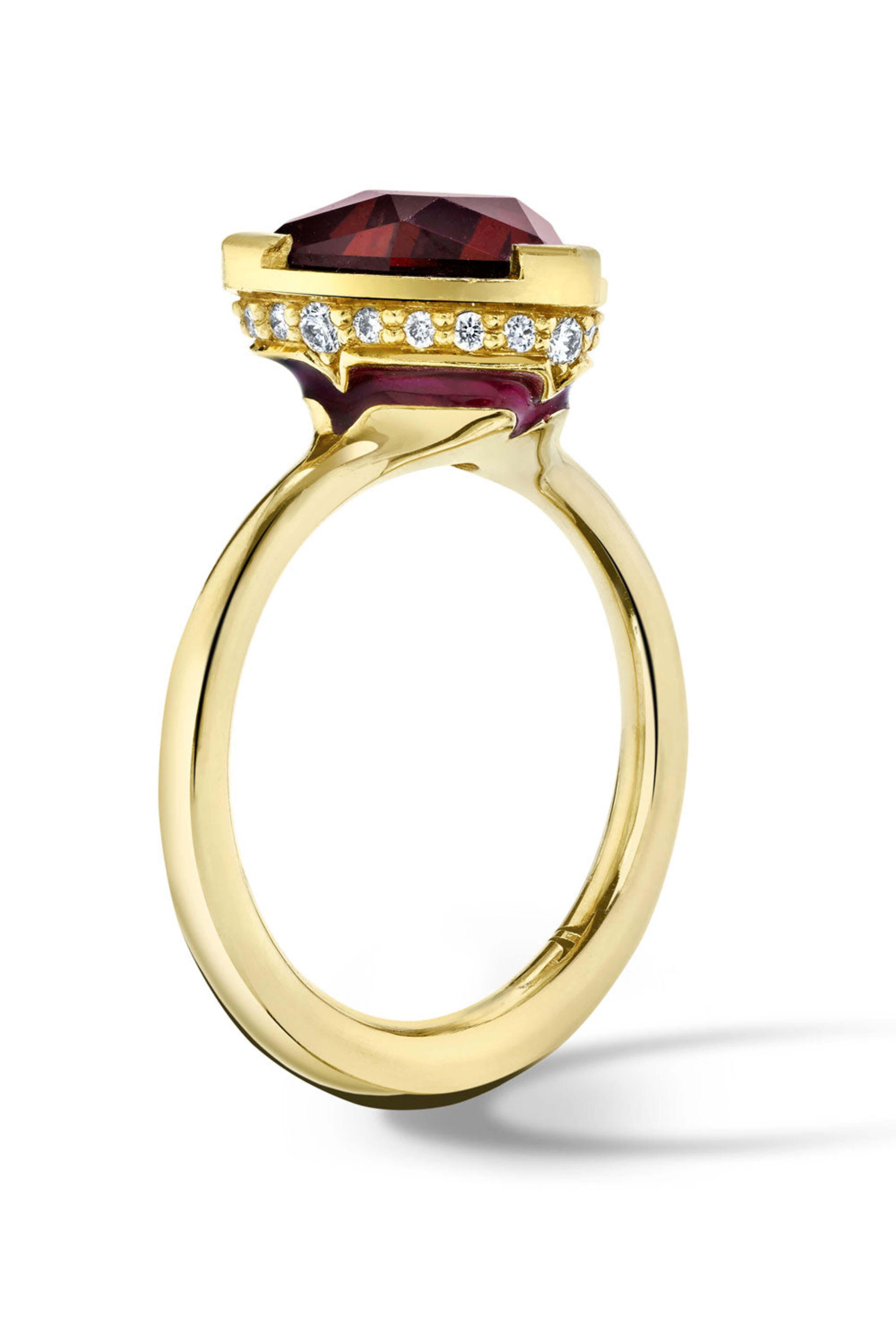 Andy Lif Jewelry - Purple Garnet and Red Translucent Enamel Ring