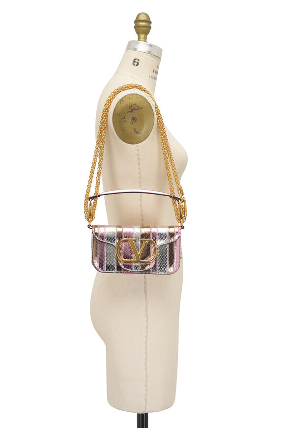 Valentino Garavani Small Loco Metallic Stripe Shoulder Bag - view 11