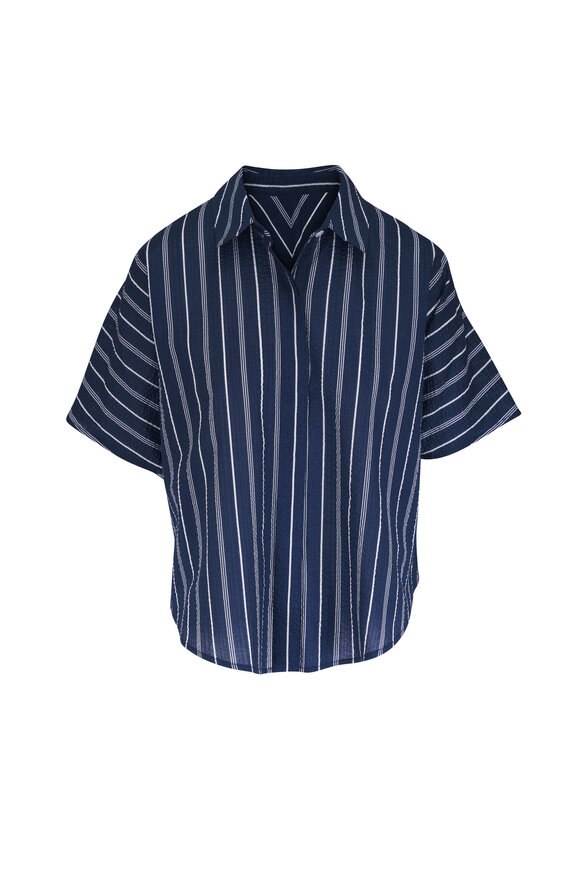 Zero + Maria Cornejo Circle Ink & White Ripple Stripe Shirt