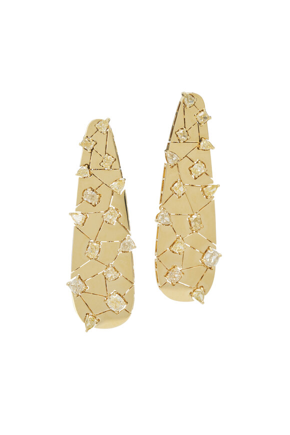 Sutra 18k Yellow Gold Full Cut Diamond Earrings