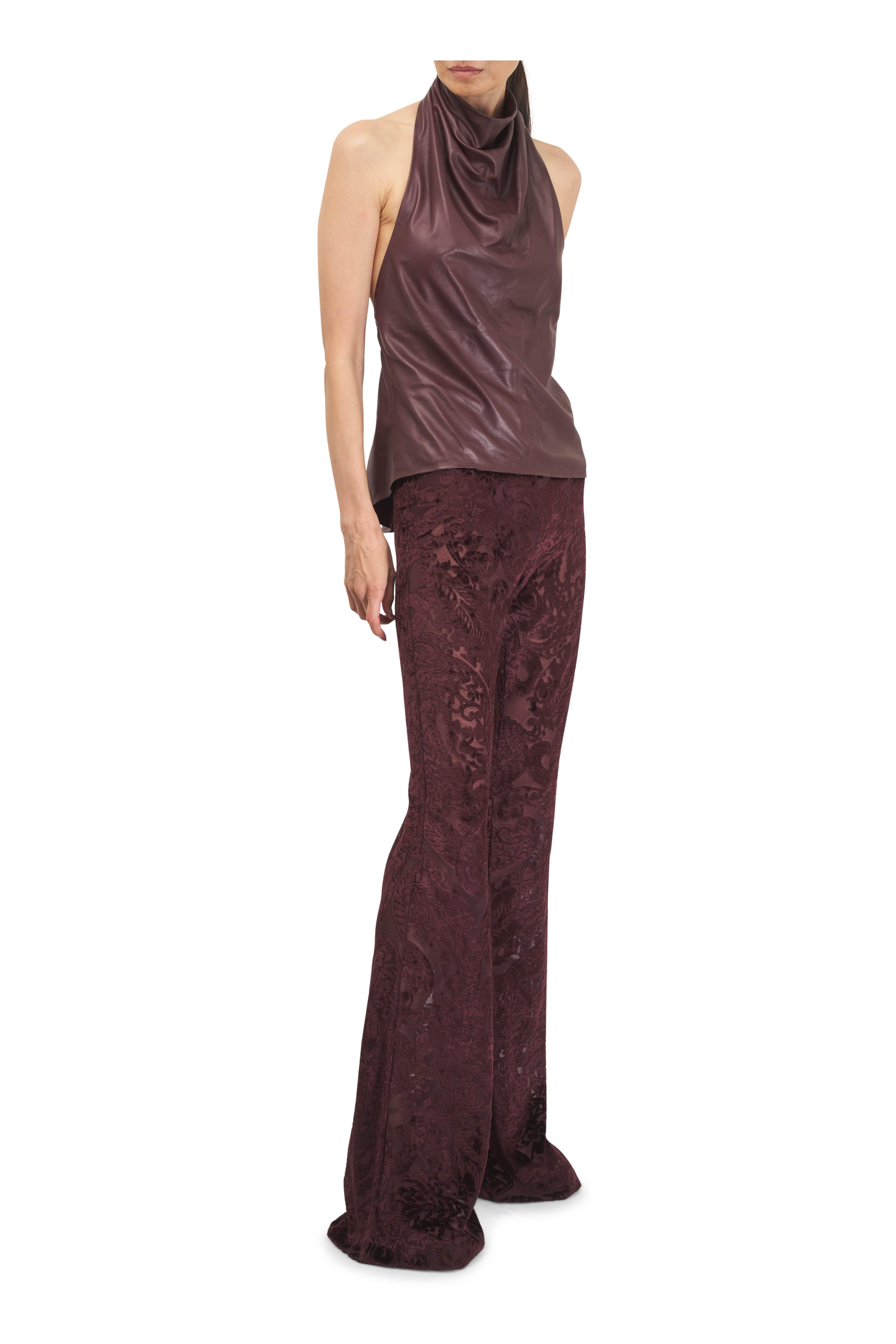 TWP - Friday Night Burgundy Paper Leather Halter Top