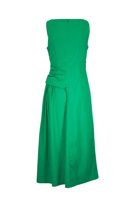 Lela Rose Green Cotton Poplin Asymmetrical Flounce Dress - view 3