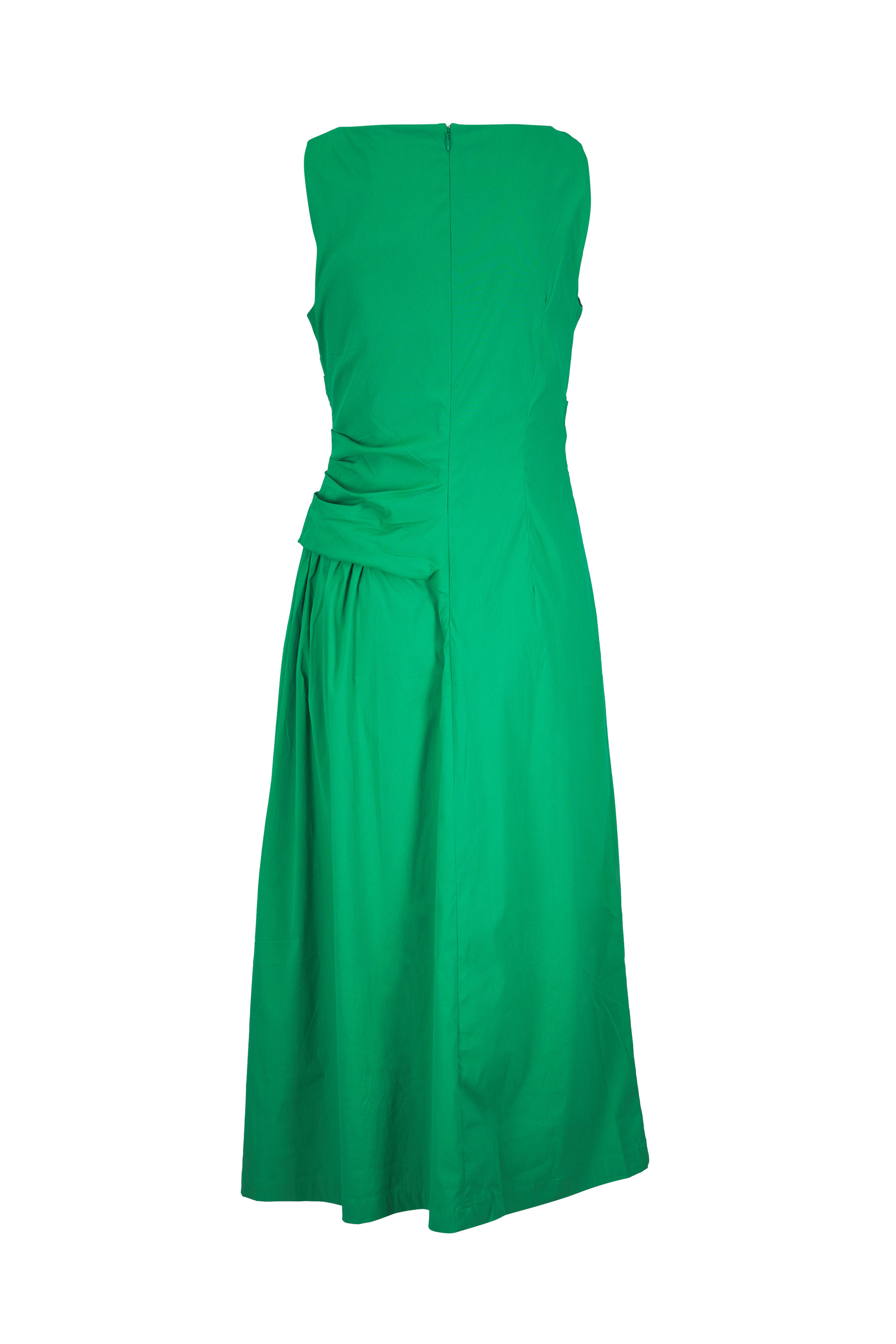 Lela Rose - Green Cotton Poplin Asymmetrical Flounce Dress - view 4