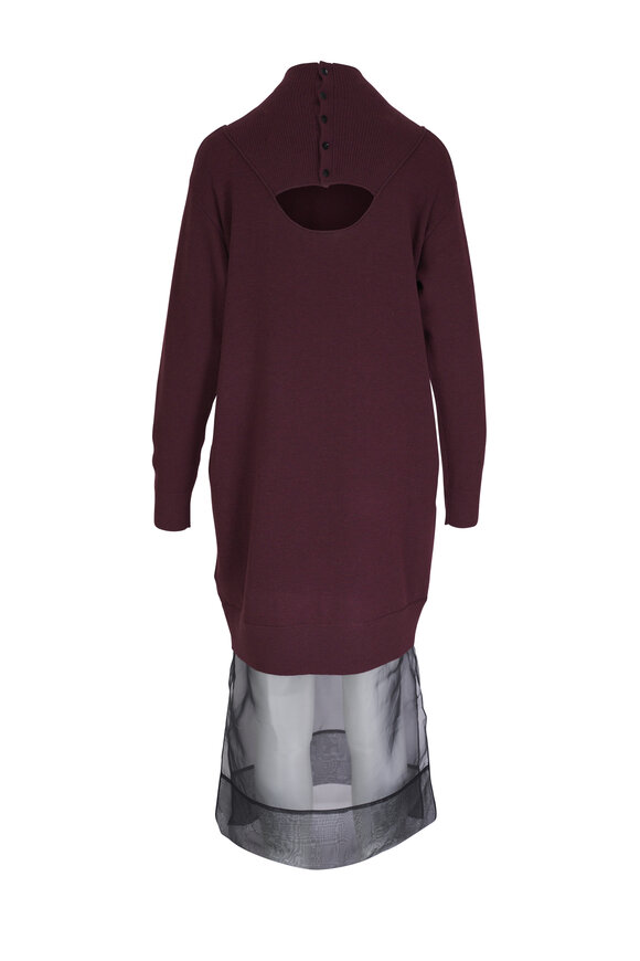 3.1 Phillip Lim - Dark Berry Long Sleeve Lace Mockneck Midi Dress