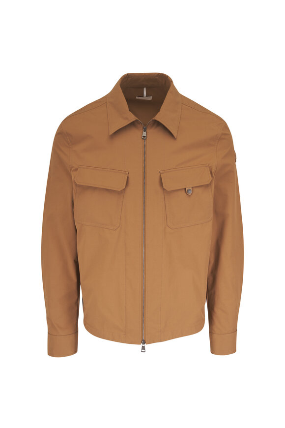 Moncler Brown Seersucker Zip-Up Overshirt - view 1