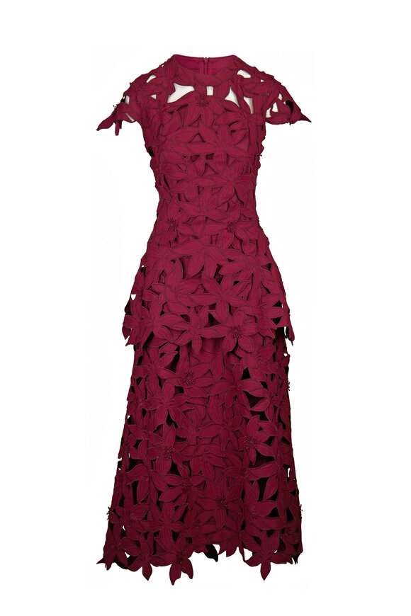Simkhai Neve Fig Embroidered Cotton Midi Dress - view 1