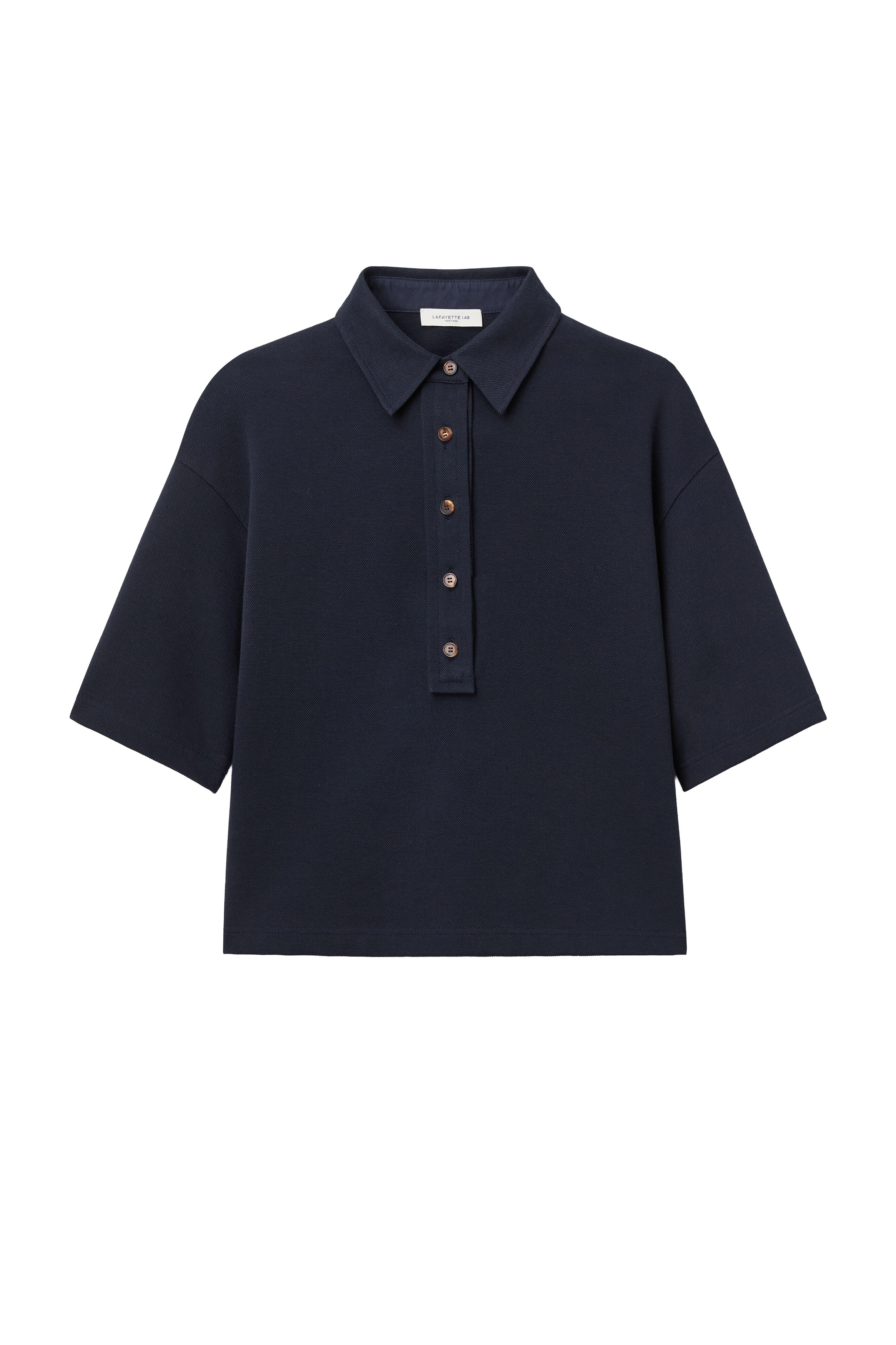 Lafayette 148 New York - Ink Blue Cropped Polo - view 2