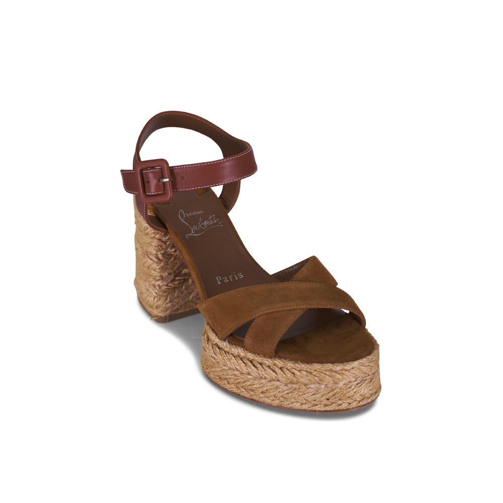 Christian Louboutin - Rhea Calakala Brown Suede Sandal, 85mm
