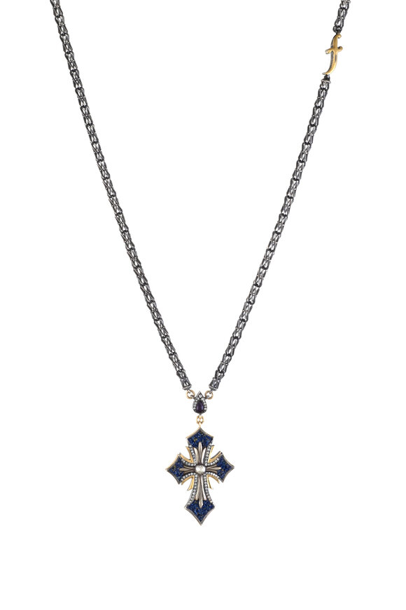 Sevan Bicakci Diamond & Lapis Mosaic Cross Necklace