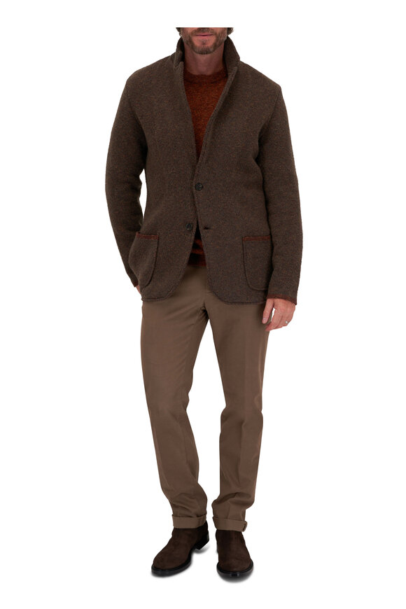 Maurizio Baldassari - Maxi Cable Dark Olive Knit Sport Coat