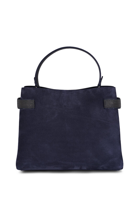 Brunello Cucinelli Essence Blue Medium Monili Suede Bag - view 2