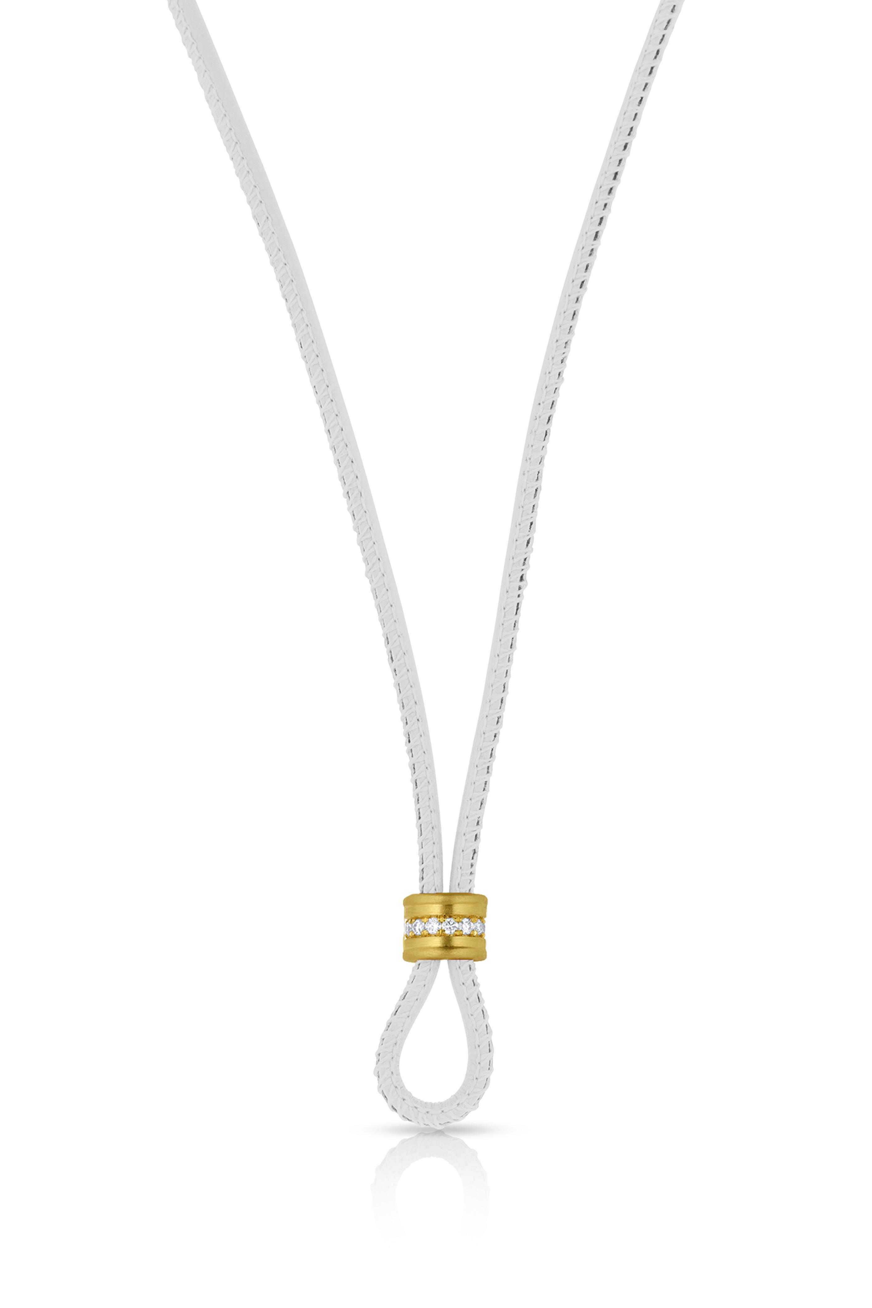 Leigh Maxwell - 18k Yellow Gold White Leather Cord - view 1