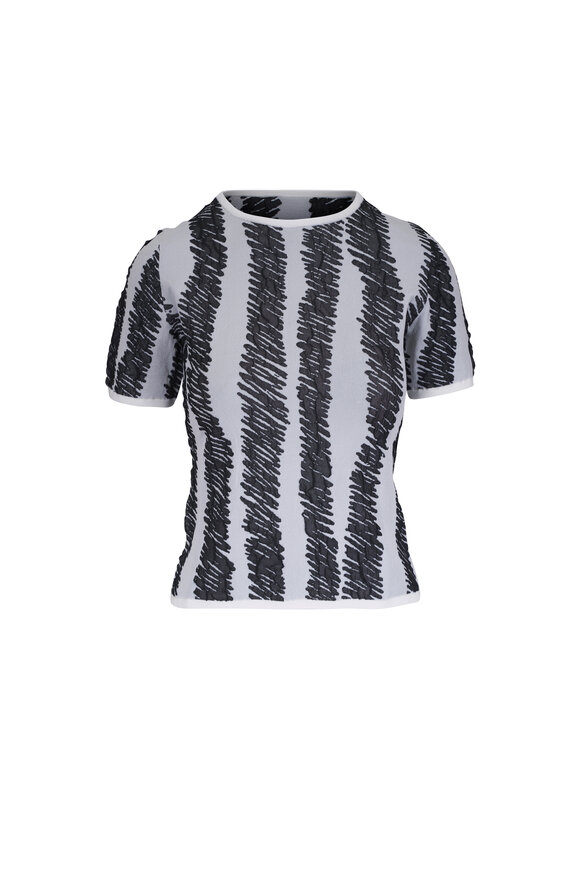 Akris Punto Black & Cream 3D Scribble Jacquard Knit Top