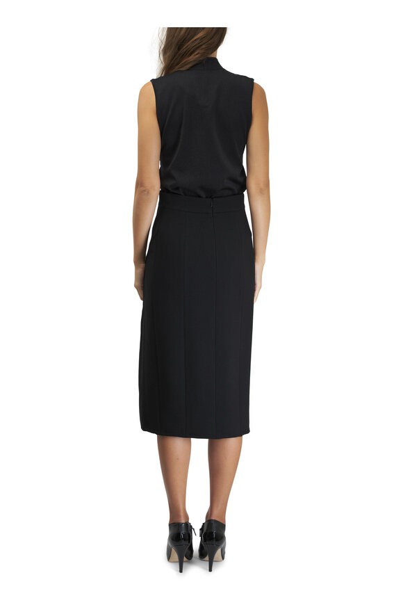 Akris - Plissé Black Knee-Length Pencil Skirt 