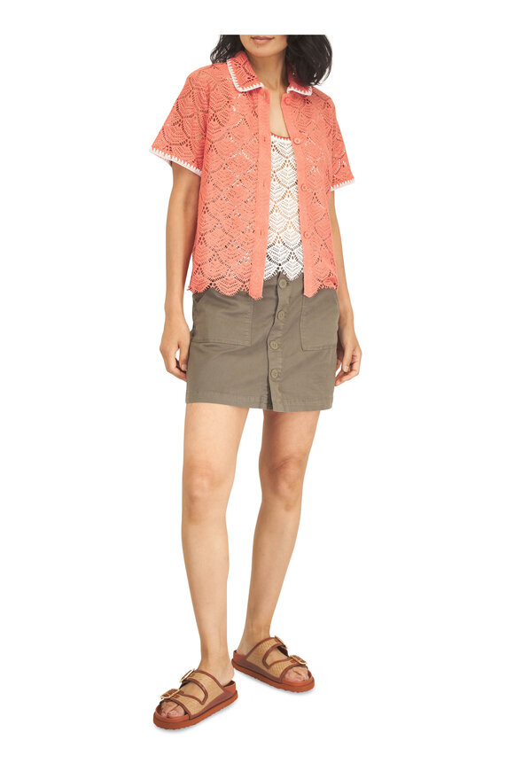 L'Agence Dora Olive Stretch Cotton Mini Skirt - view 2