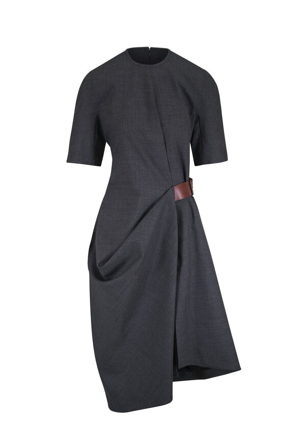 Bottega Veneta Slate Melange Shetland Wool Midi Dress - view 1
