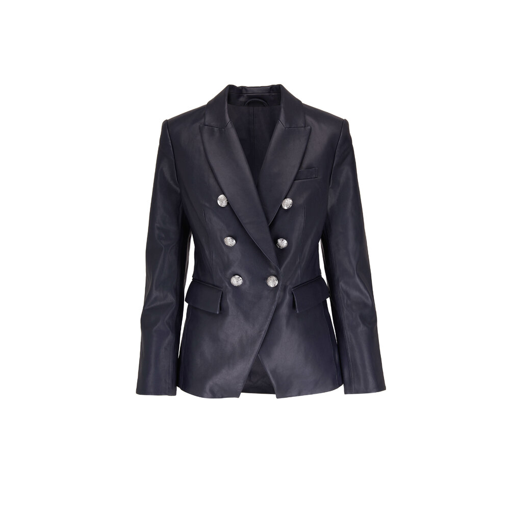 Veronica Beard - Miller Navy Leather Dickey Jacket