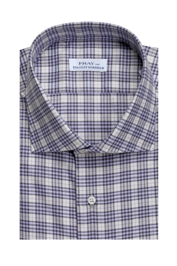 Fray Purple & Cream Glen Plaid Sport Shirt
