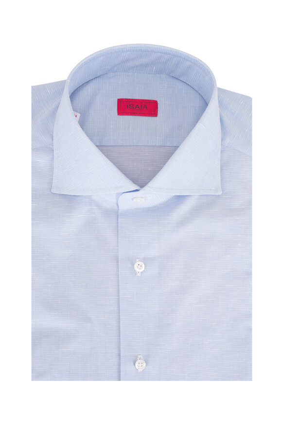 Brunello Cucinelli - Blue & Gray Paisley Print Linen Sport Shirt