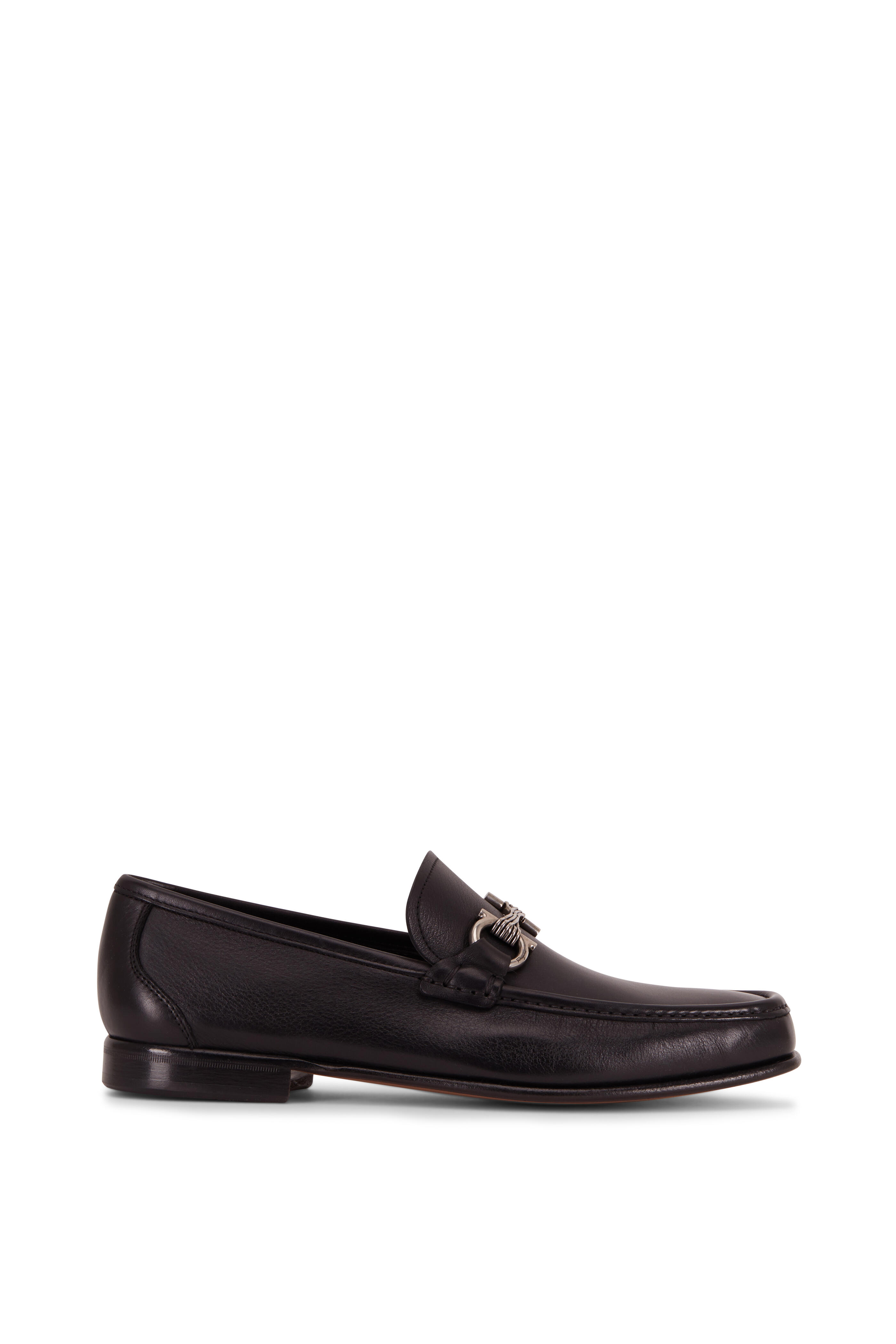 Ferragamo - Swan Black Leather Gancini Bit Loafer