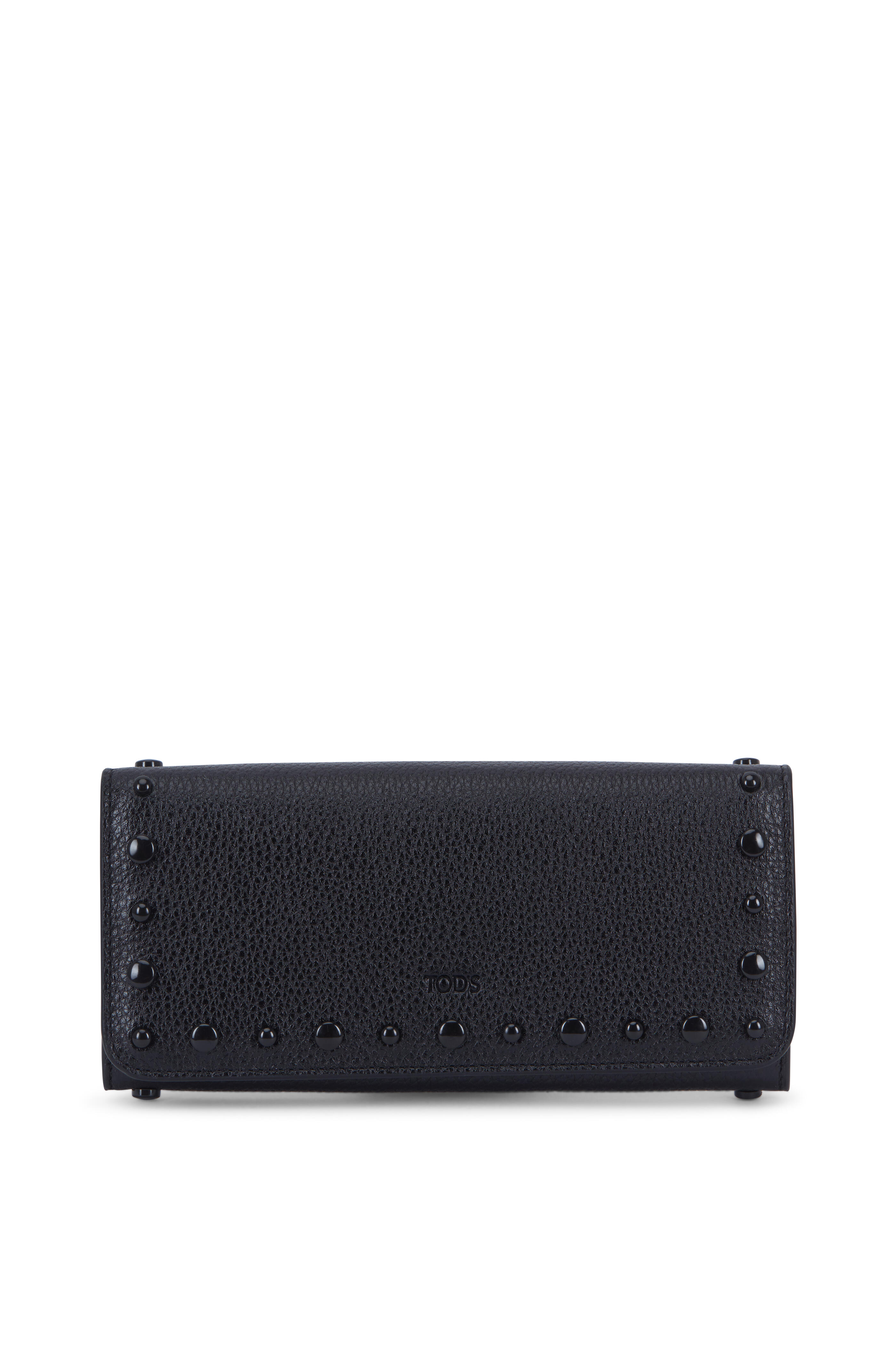 Tod's - Black Pebbled Leather Studded Wallet