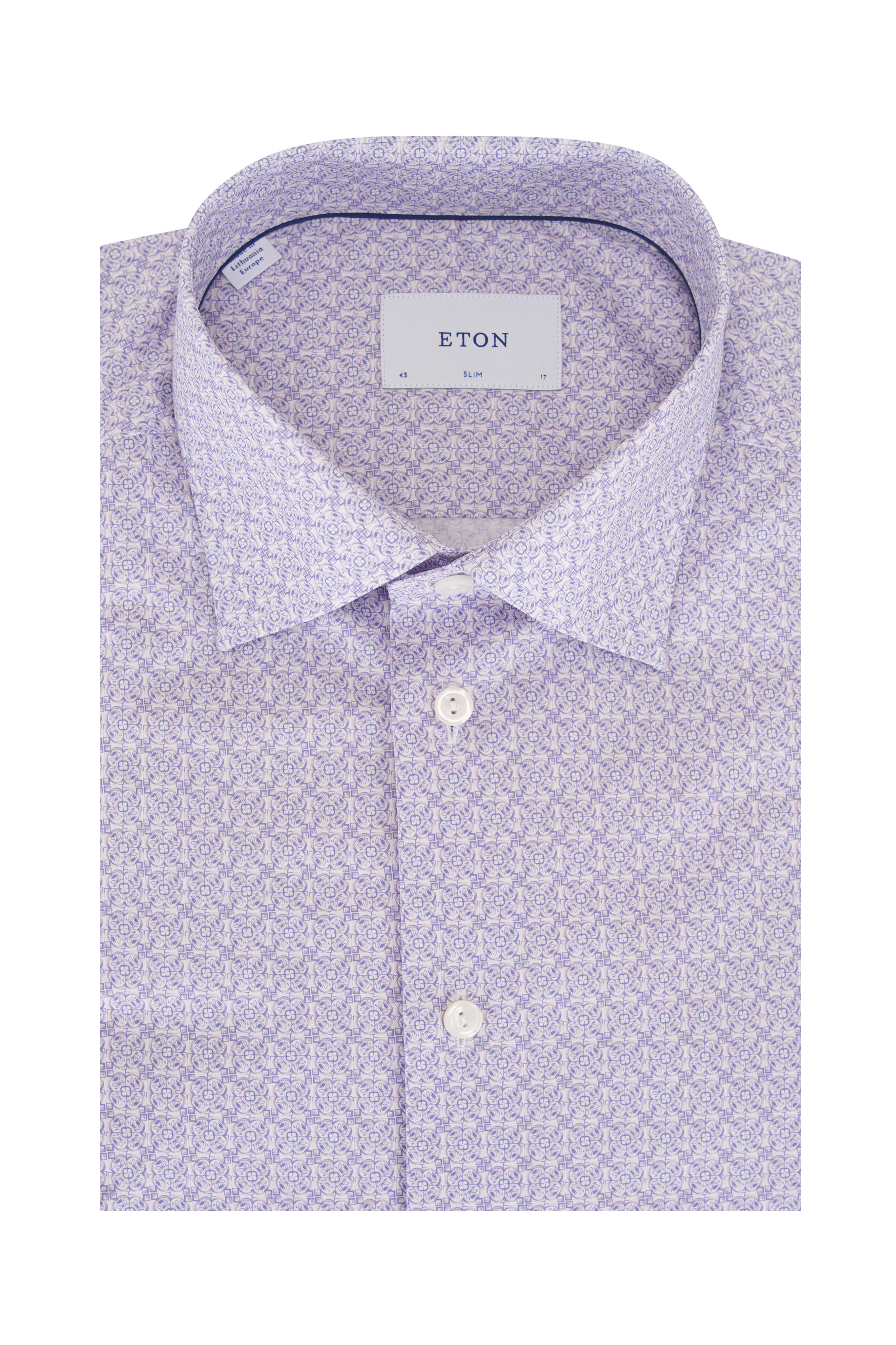 Eton - Pink & Purple Geometric Print Cotton Dress Shirt