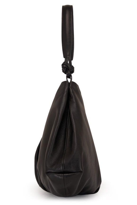 The Row - Samia Black Nappa Leather Gathered Hobo Bag 