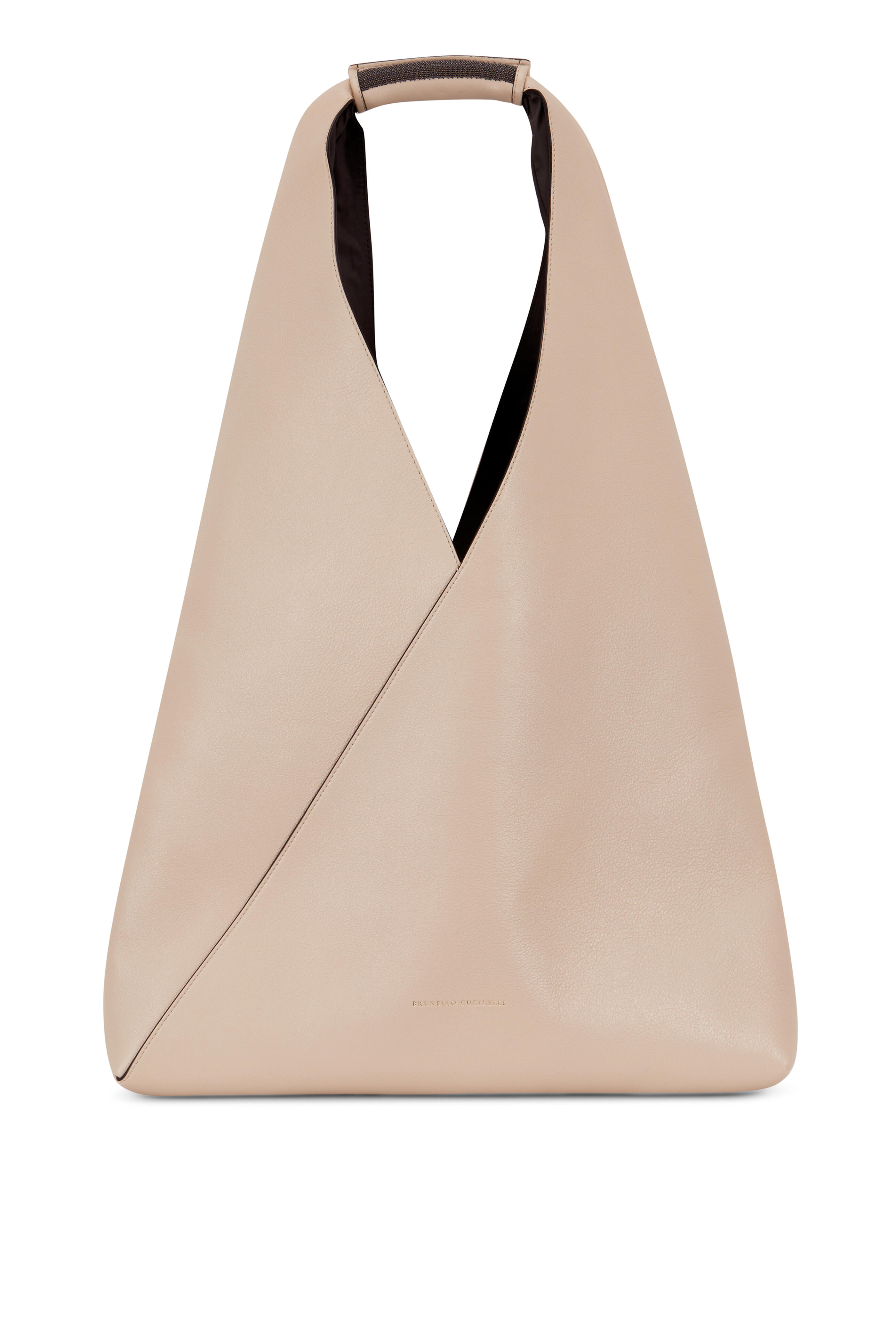 Brunello Cucinelli - Light Beige Leather Large Triangle Bag