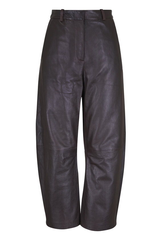 TWP Dark Brown Leather Slouchy Boyfriend Pant - view 1