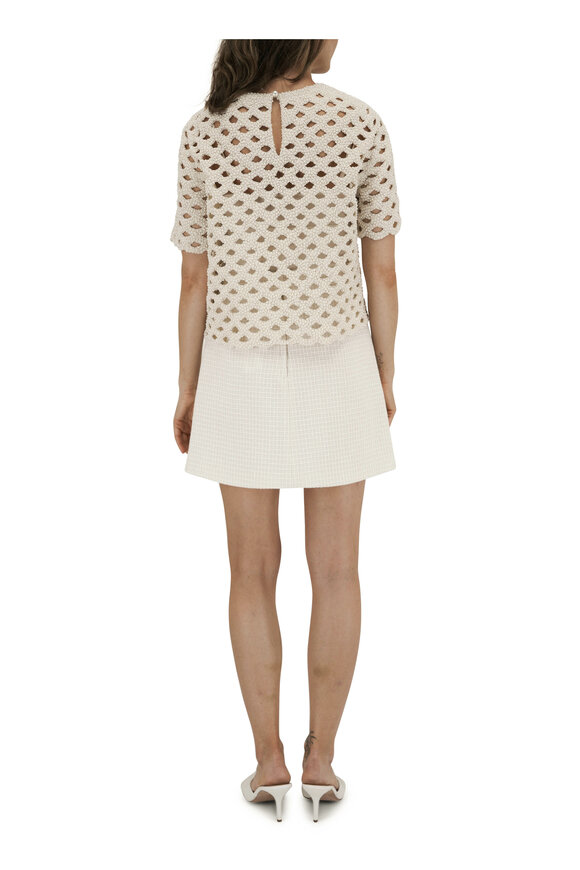 Adam Lippes - Pearl Embroidered Lattice Knit Top