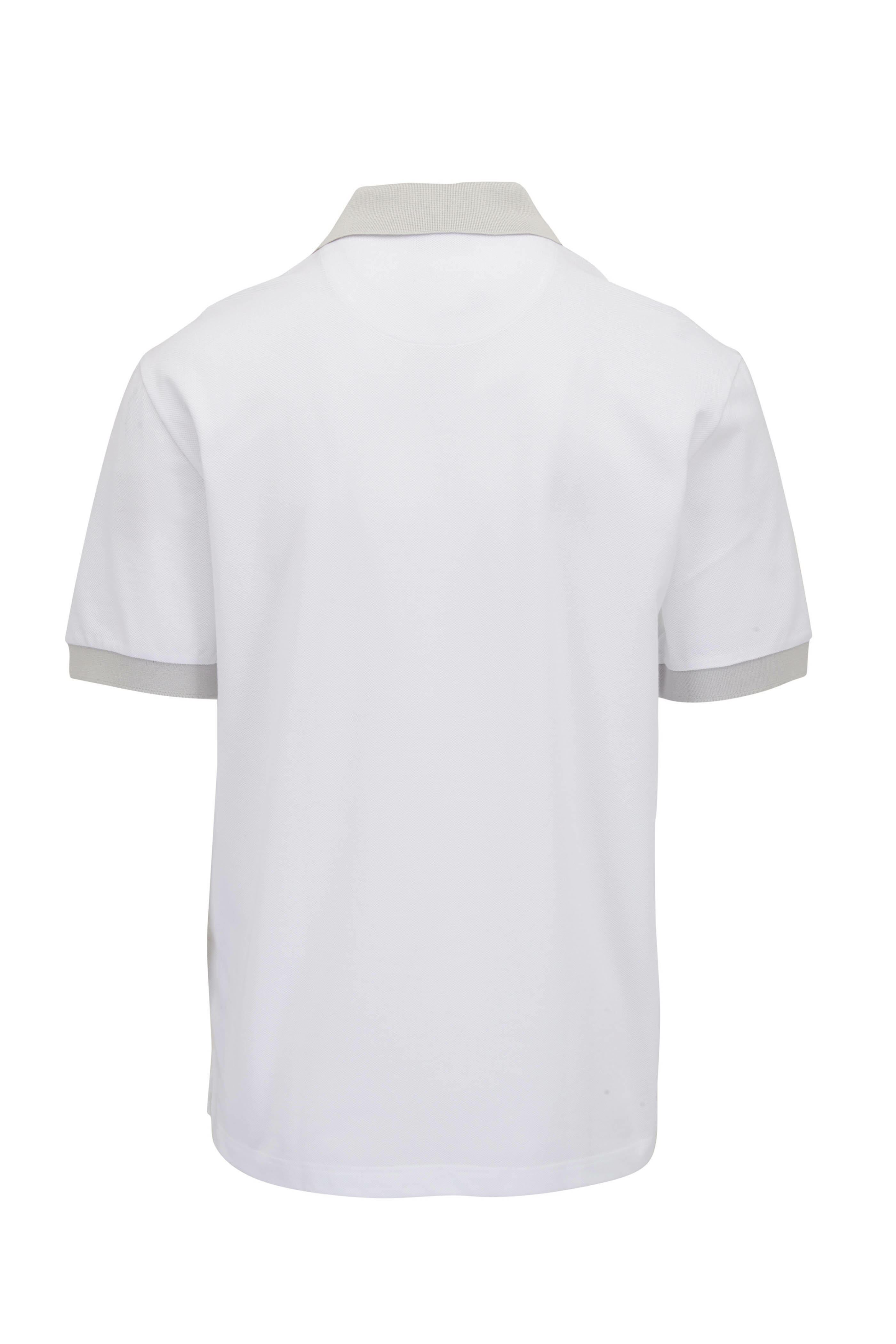 Brioni - White Piqué Tipped Polo | Mitchell Stores