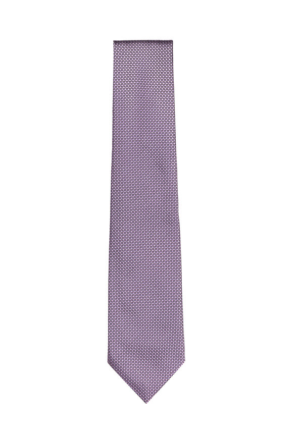 Isaia Purple Micro Medallion Silk Necktie
