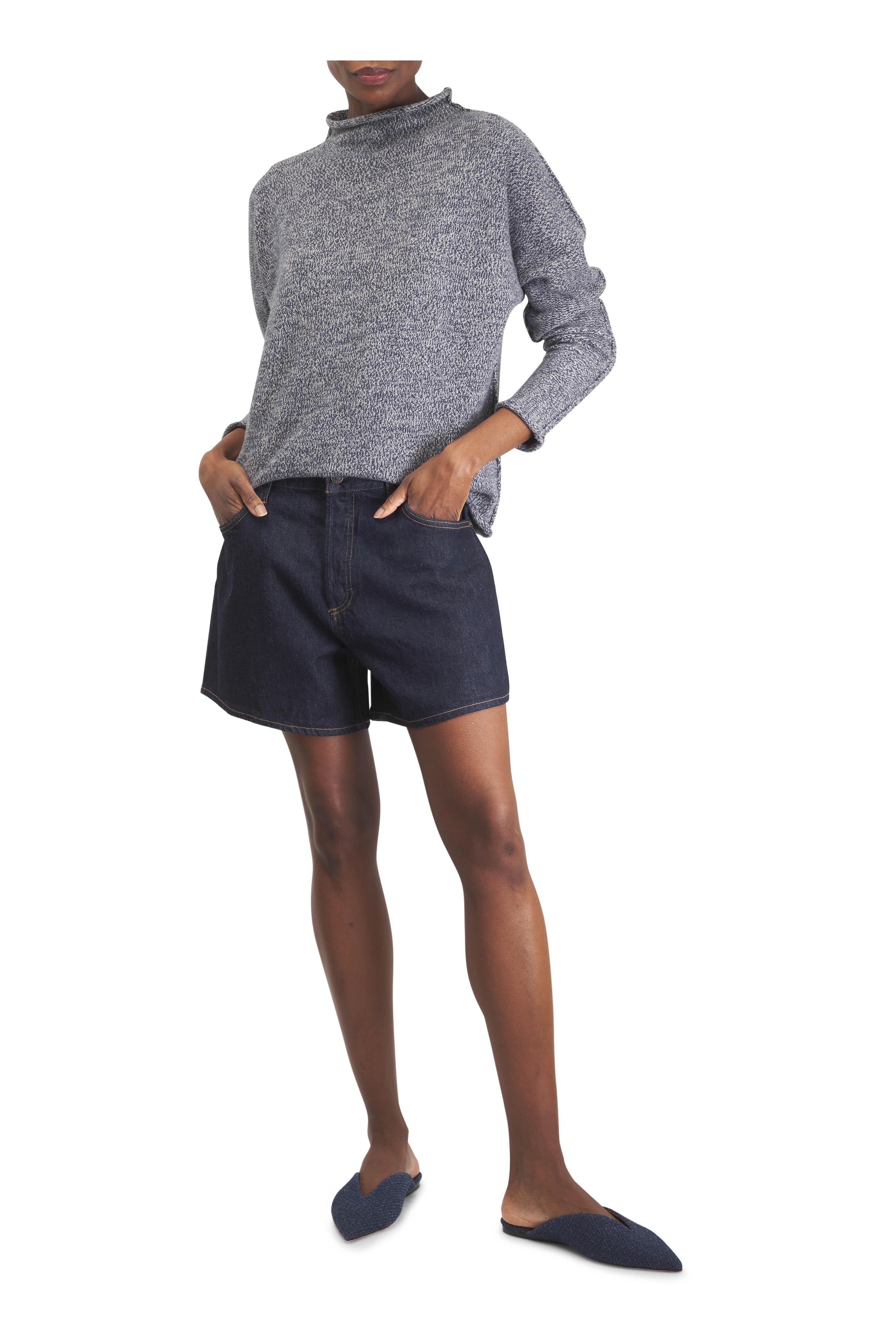 Frank & Eileen - Monterey Black Rolled Funnel Neck Sweater