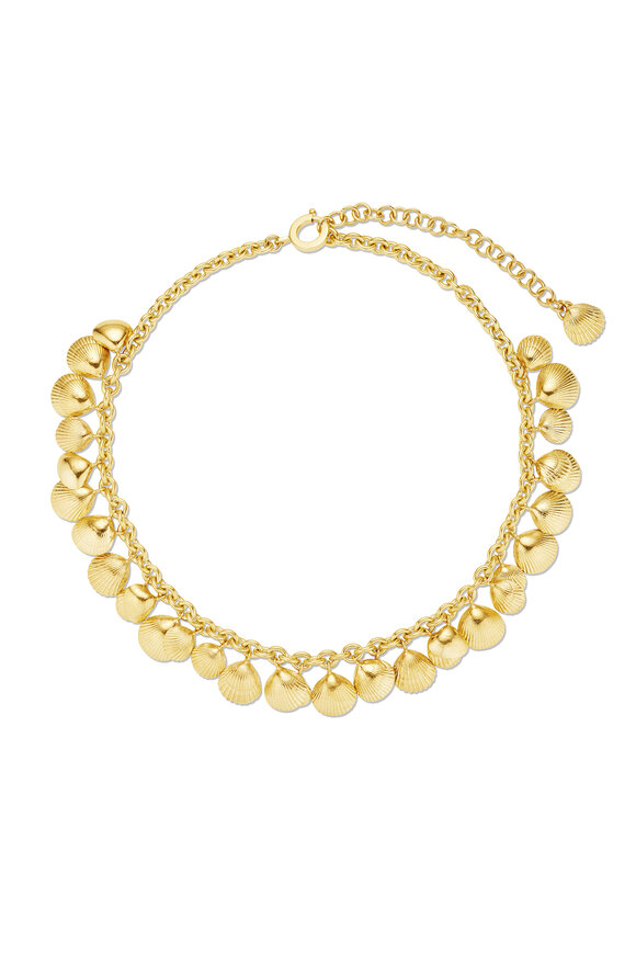 Cadar Gold Shell Charm Choker Necklace