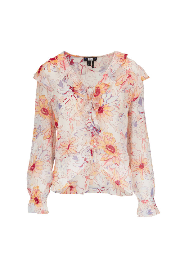 Paige - Dorit Cream Multi Silk Blouse | Mitchell Stores