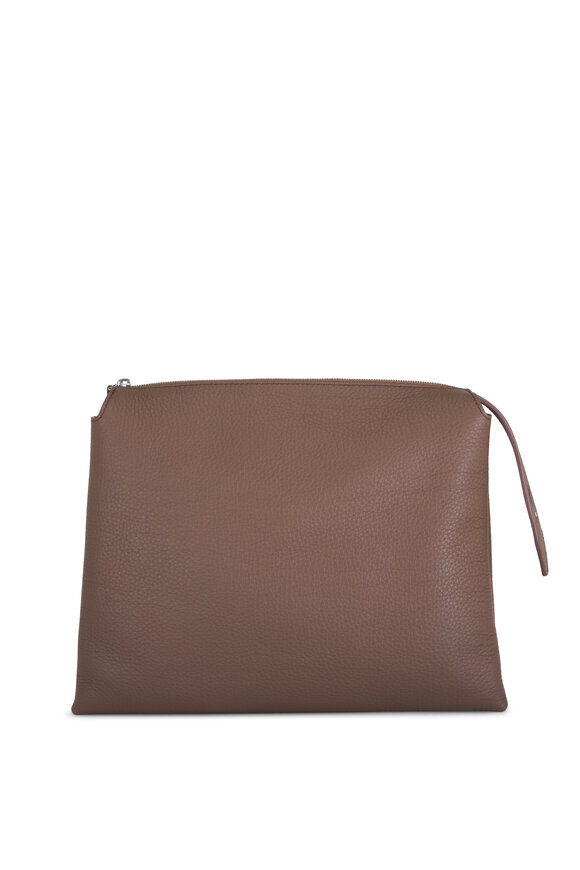 The Row - Nu Twin Dark Olive Leather Crossbody Bag 