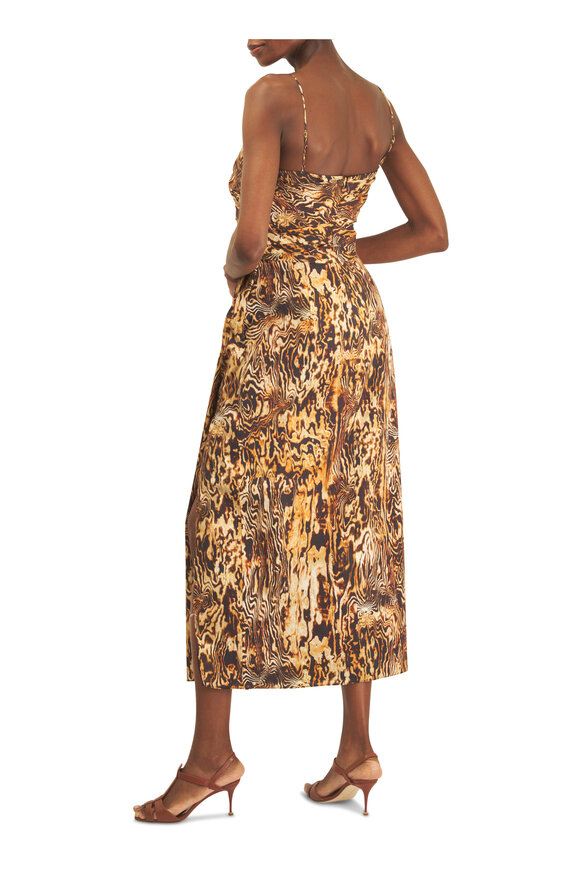 Adam Lippes Cari Copper Multi Printed Cotton Poplin Dress - view 4