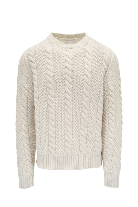 Moncler Light Beige Wool & Cashmere Cable Knit Sweater