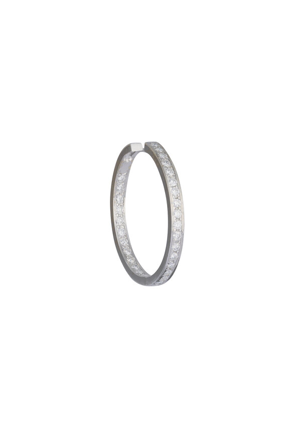 Lowy & Co Diamond Bezel Rounded Hoop Earrings - view 2
