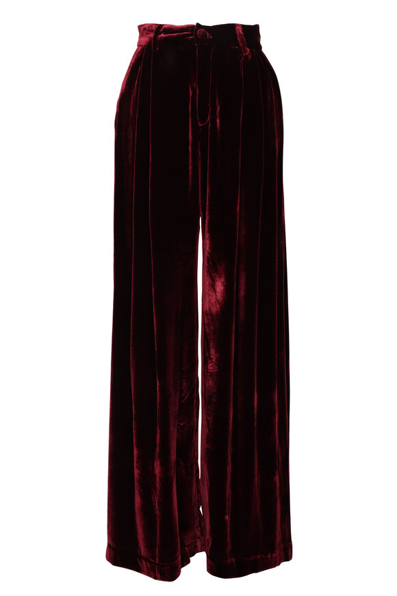 Marques ' Almeida Burgundy Velvet Pleated Pant