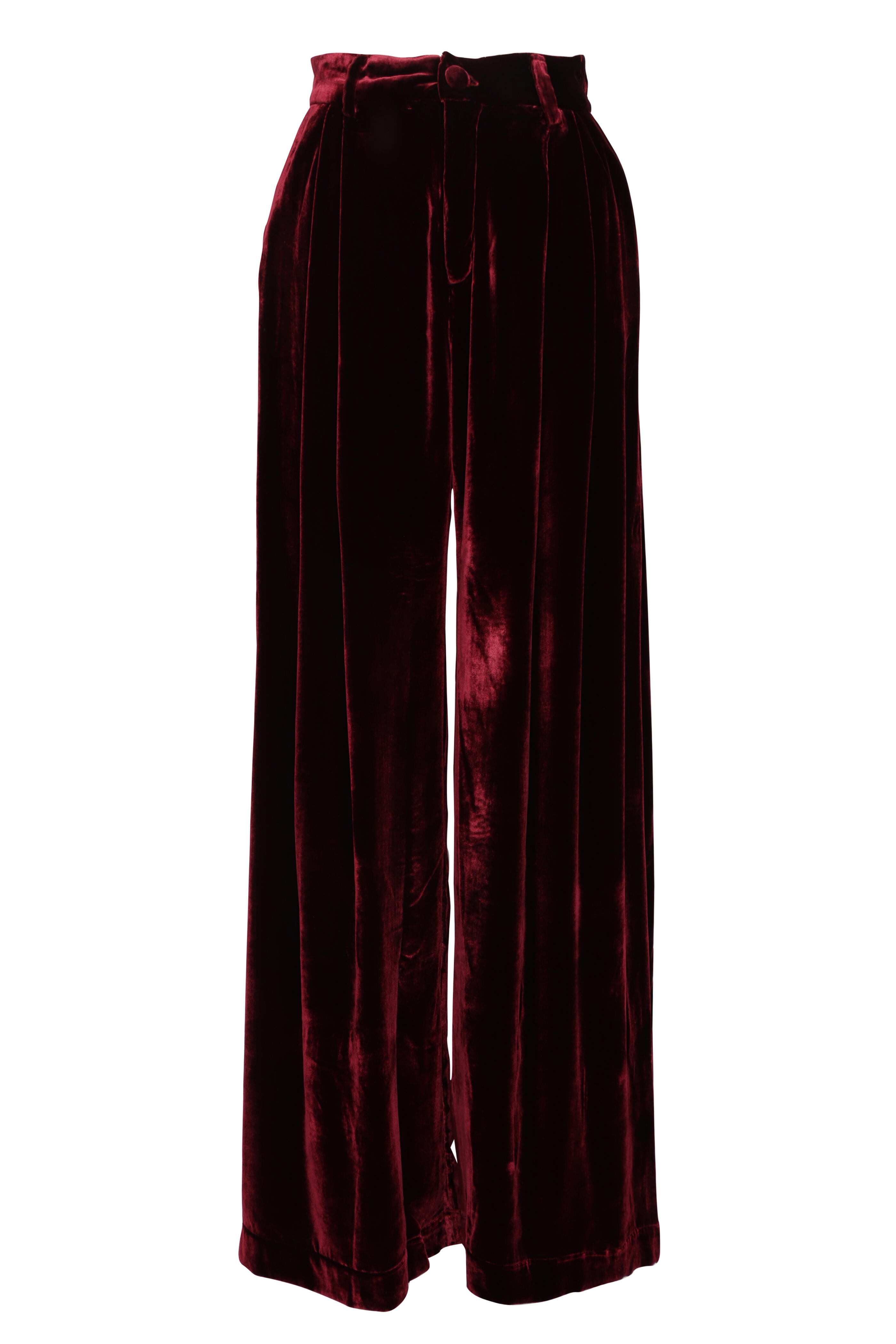 Marques ' Almeida - Burgundy Velvet Pleated Pant