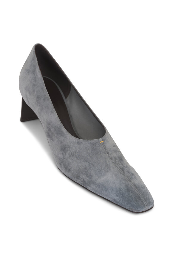 Khaite Cecilia Gray Suede Pump, 50mm