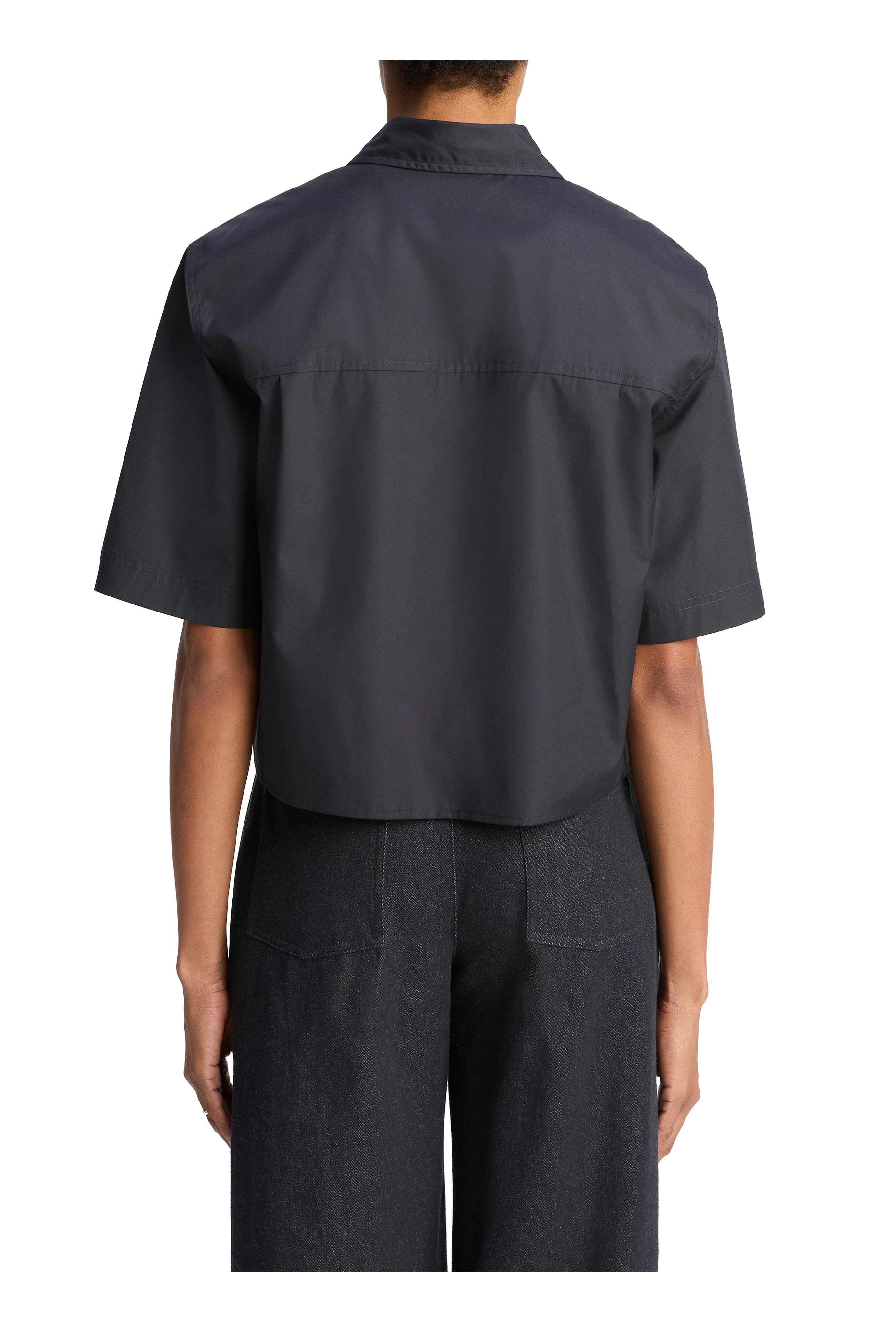 ルシェルブルー　Brushed Wool Cropped Shirt　36 Vince - Coastal Blue Cotton Cropped Shirt | Mitchell Stores