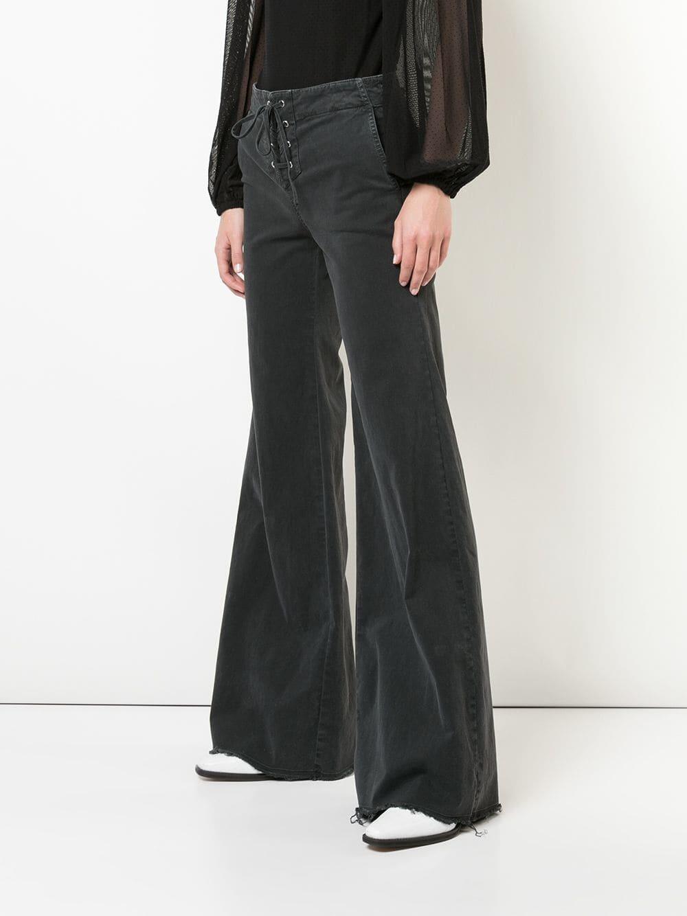 Nili Lotan - Lennon Carbon Lace-Up Wide Leg Jean