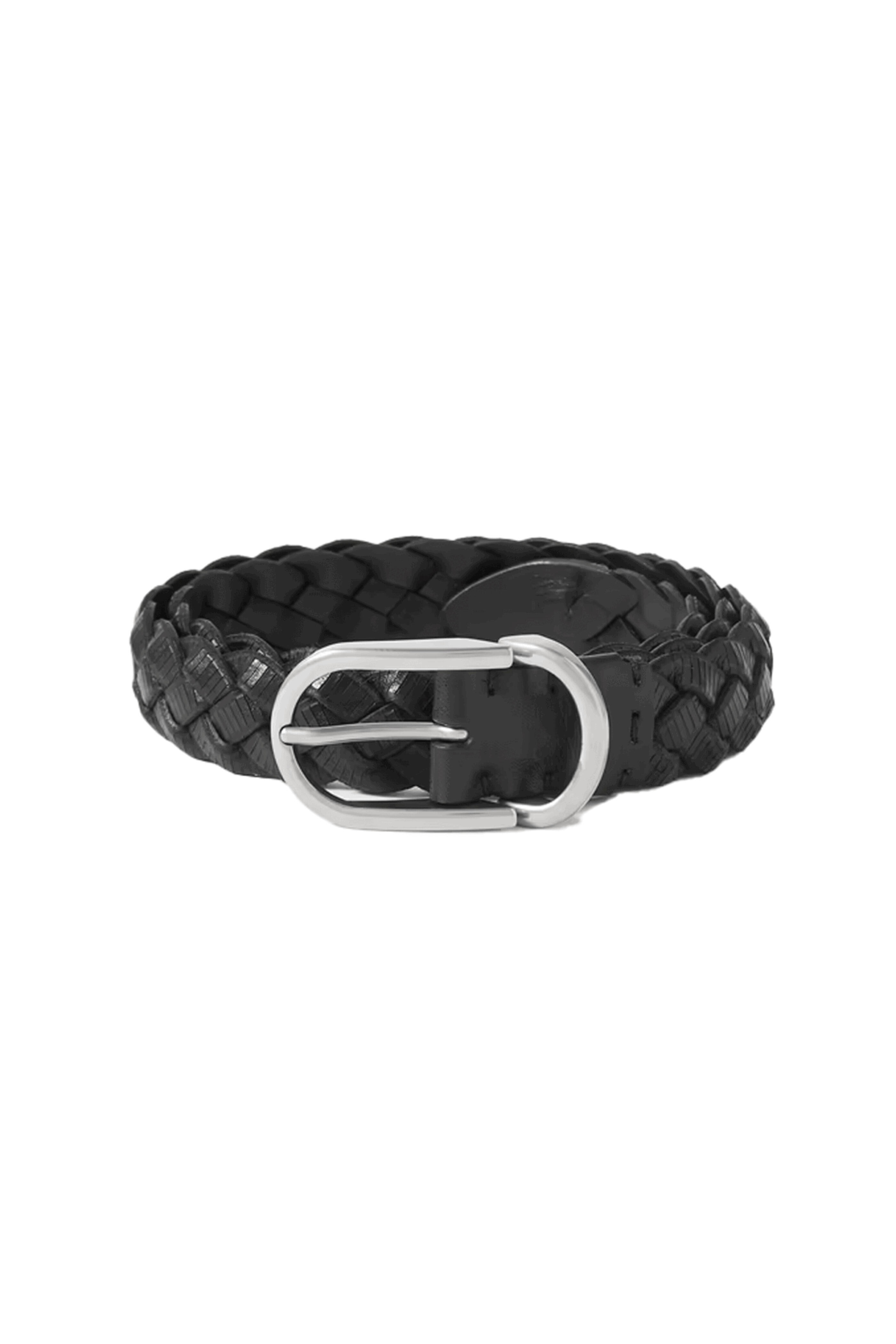 Brunello Cucinelli - Black Braided Leather Belt with Silver Hardware