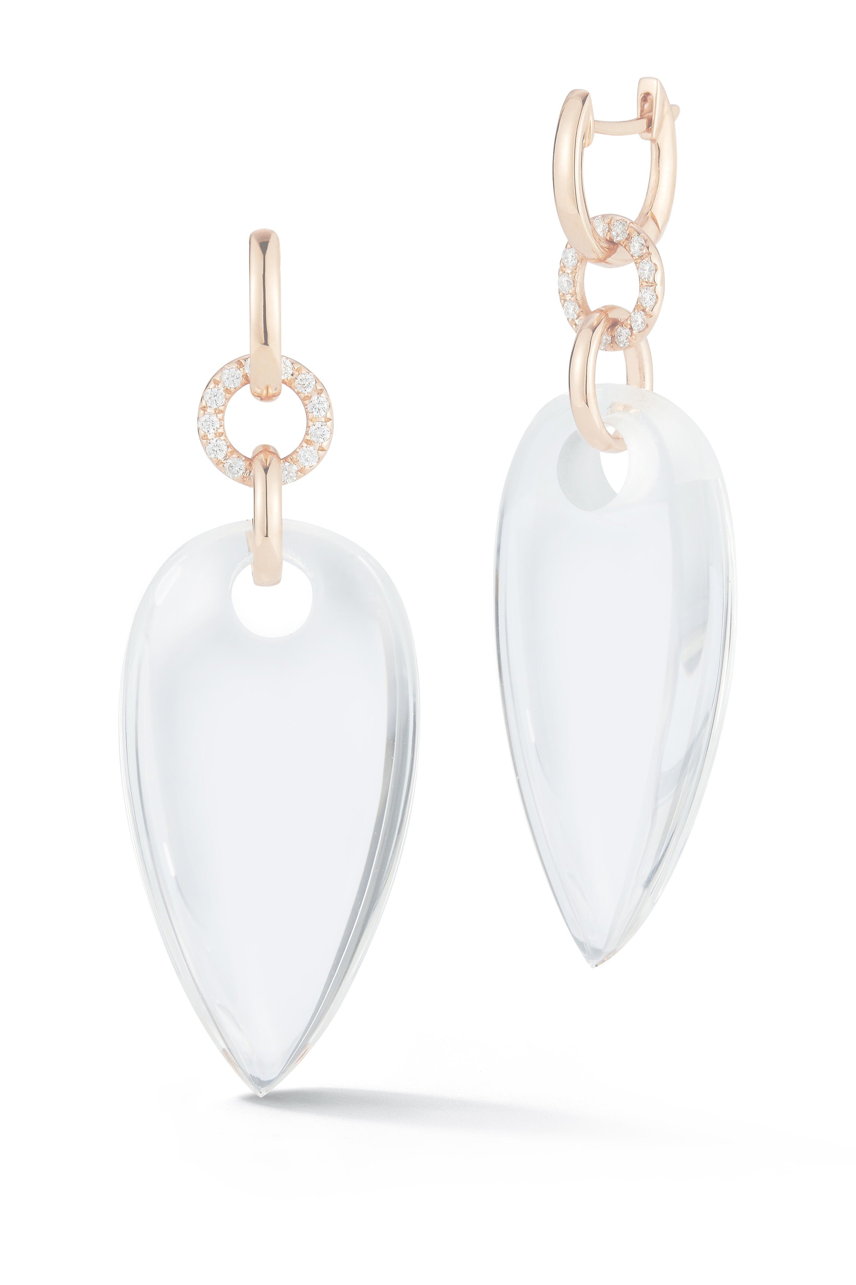 Walters Faith - Bell 18K Gold Diamond & Rock Crystal Drop Earring
