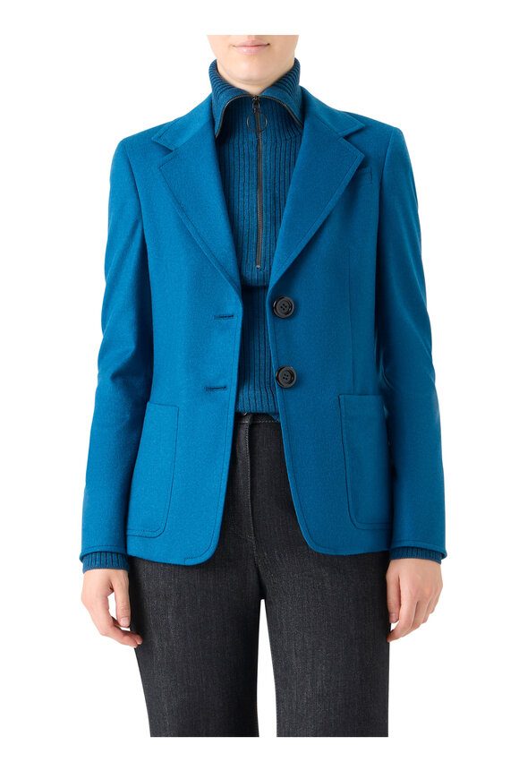 Akris Punto Teal Blue Wool Jacket - view 2