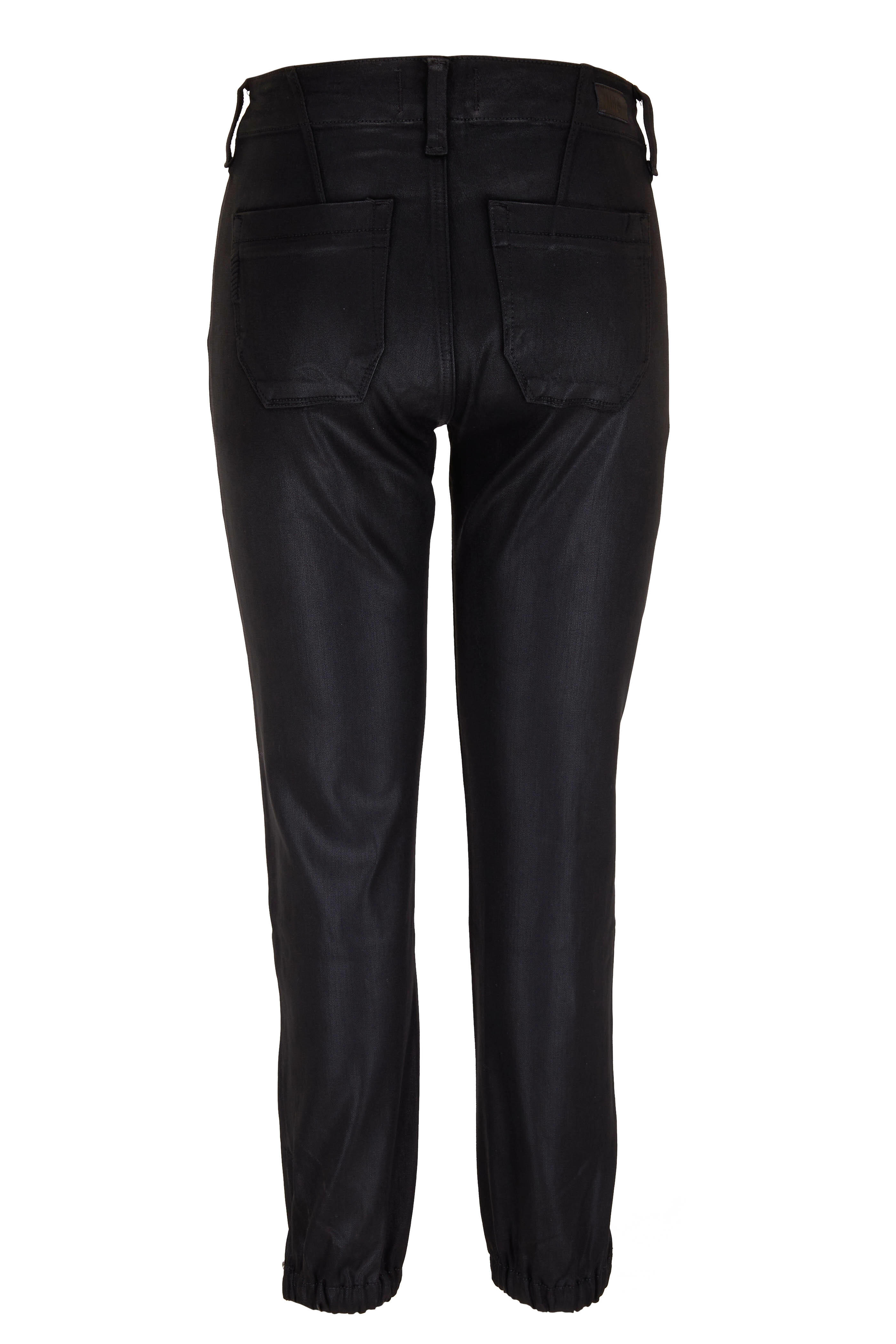 Paige - Mayslie Black Fog Luxe Coating Cropped Jogger
