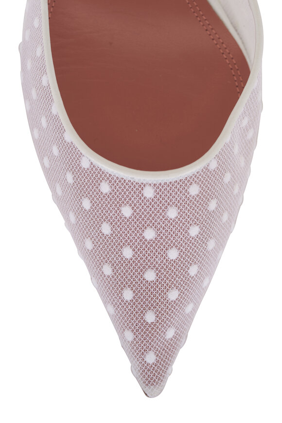 Amina Muaddi Holly White Mesh Dot Slingback, 70mm - view 5